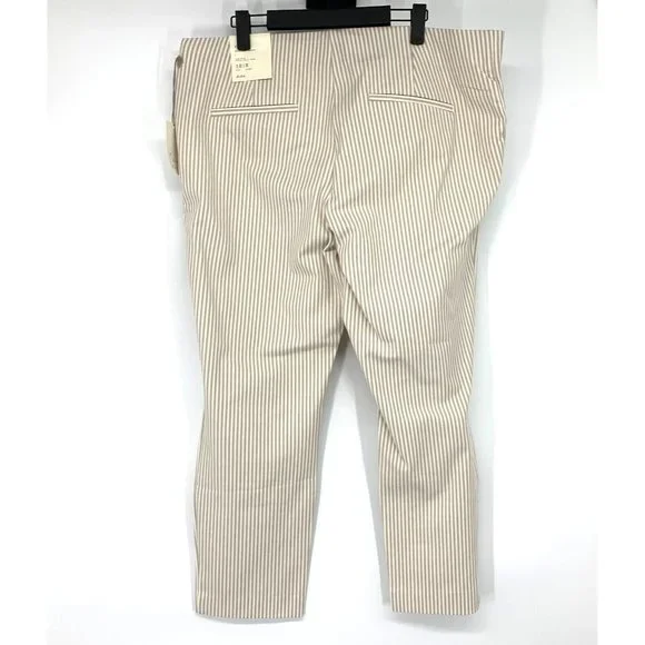 A New Day Pants High Rise Slim Fit Ankle Beige White Stripe NWT - Picture 7 of 12